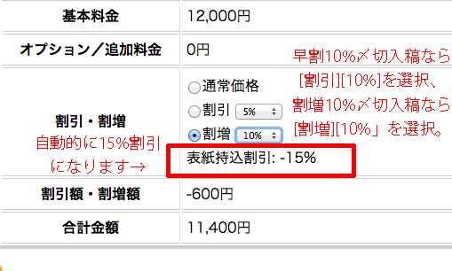 表紙持込印刷と割引